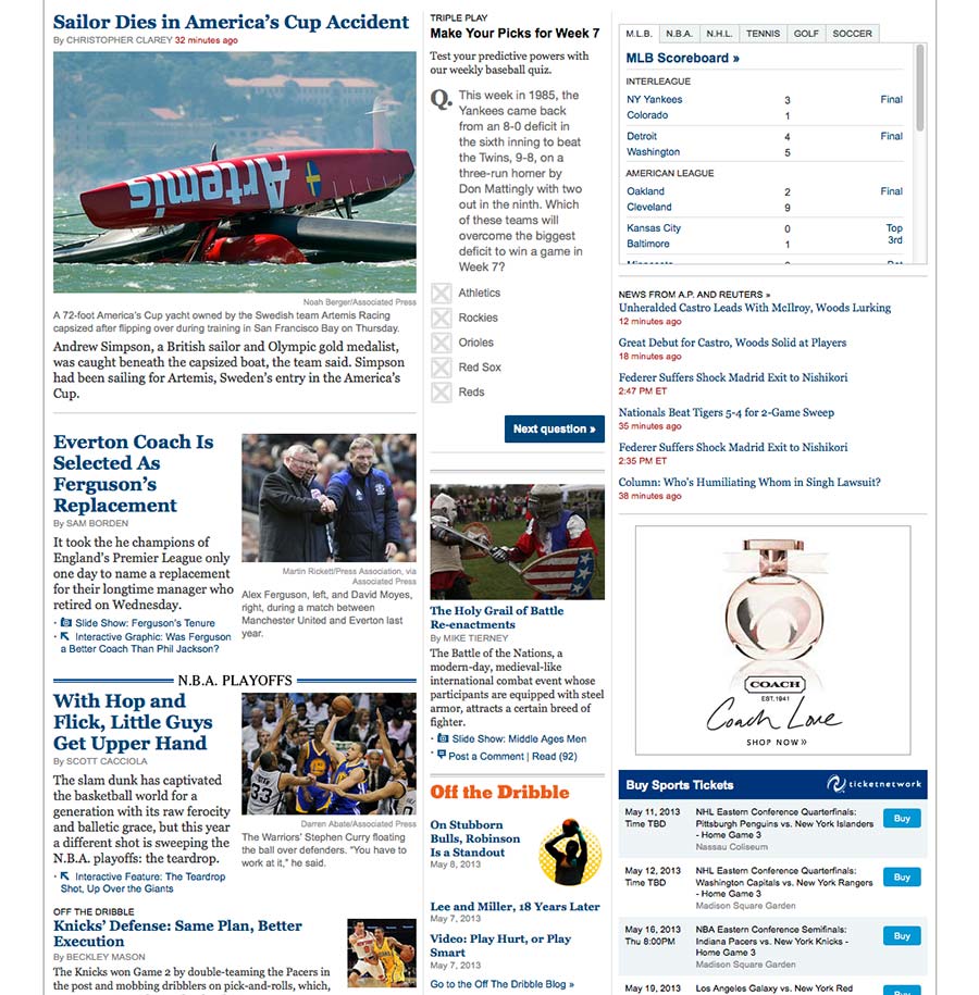 content detail page screen from SFGate.com as an example of the detail page design pattern