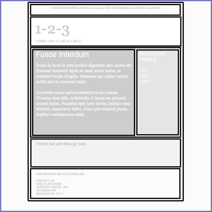 A basic email design with grids