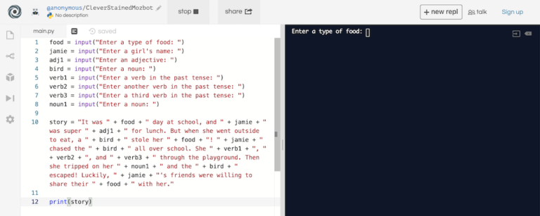 Python Mad Libs – beanz Magazine