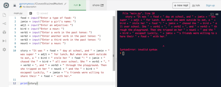 Python Mad Libs – beanz Magazine