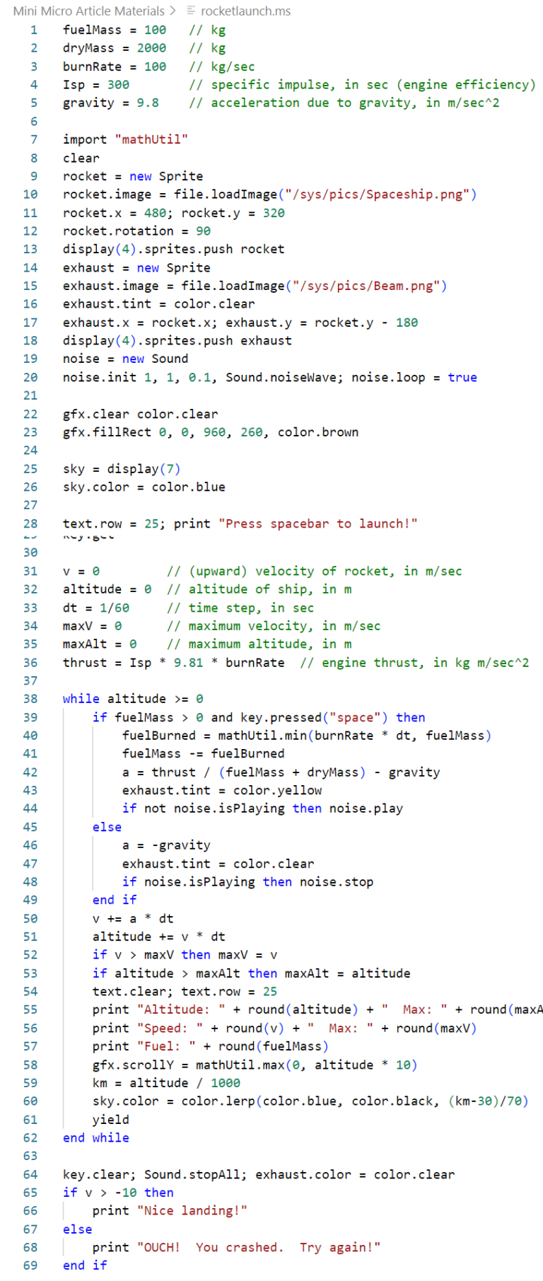Mini Micro Rocket Sim Game – 30 STEM Links a Week